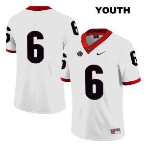 Youth Georgia Bulldogs NCAA #6 Otis Reese Nike Stitched White Legend Authentic No Name College Football Jersey HPA1654VH